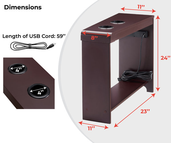 Chairside table with discount usb